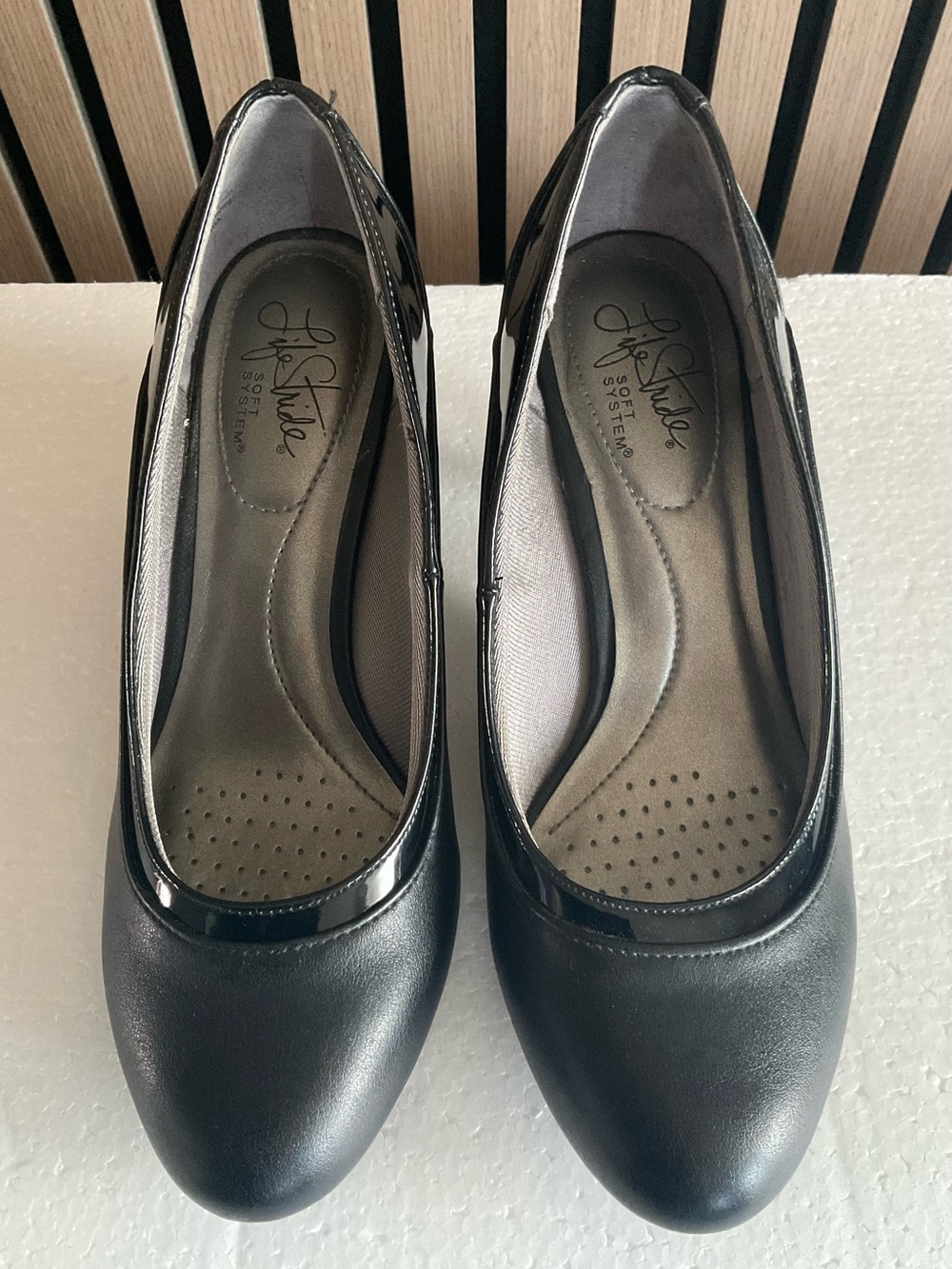 Life Stride Black Patent-Trim Women's Slip-On Flats